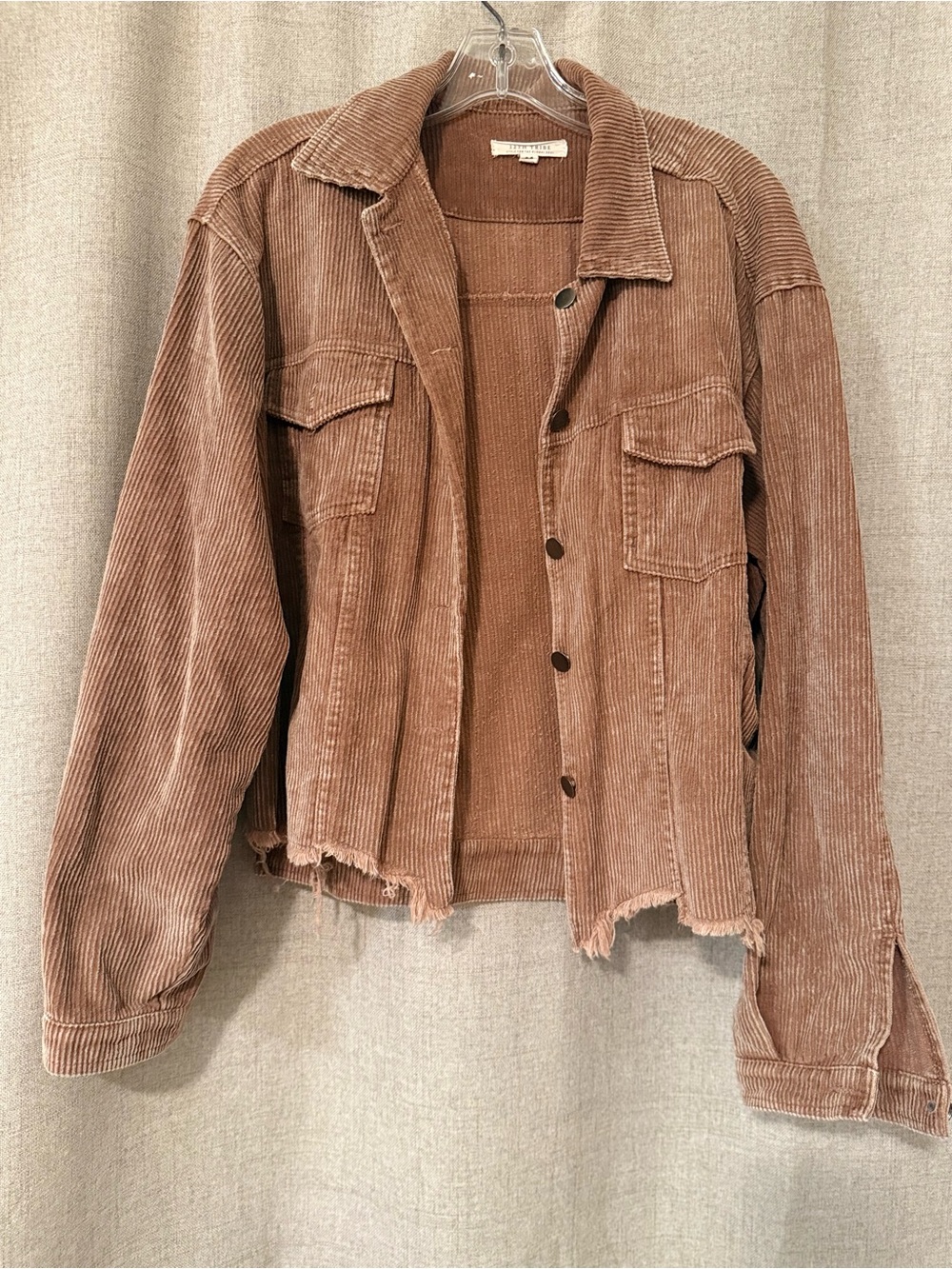 12th Tribe Oversized Raw Edge Corduroy Shacket | M - Picture 2 of 7